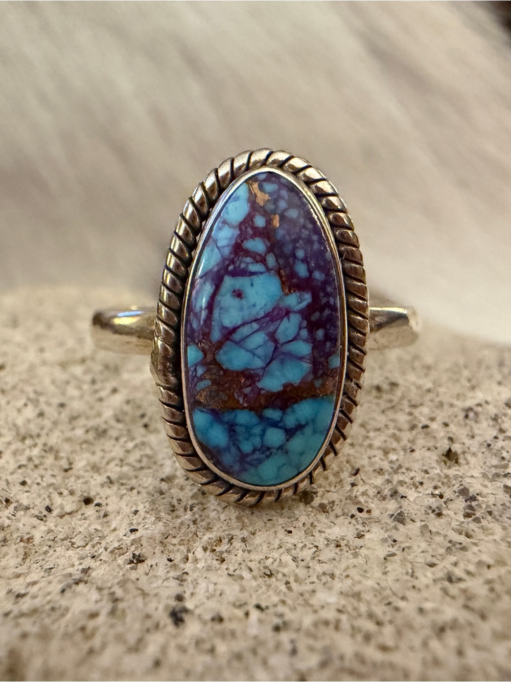 ❤️ Purple Mojave Kingman Turquoise Sterling 925 Southwestern Unisex Sz 9.75 Ring